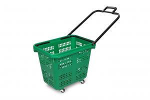supermarket rolling plastic shopping basket with plastic handle