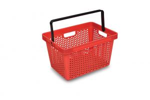 55L supermarket plastic shopping basket with 4 wheels